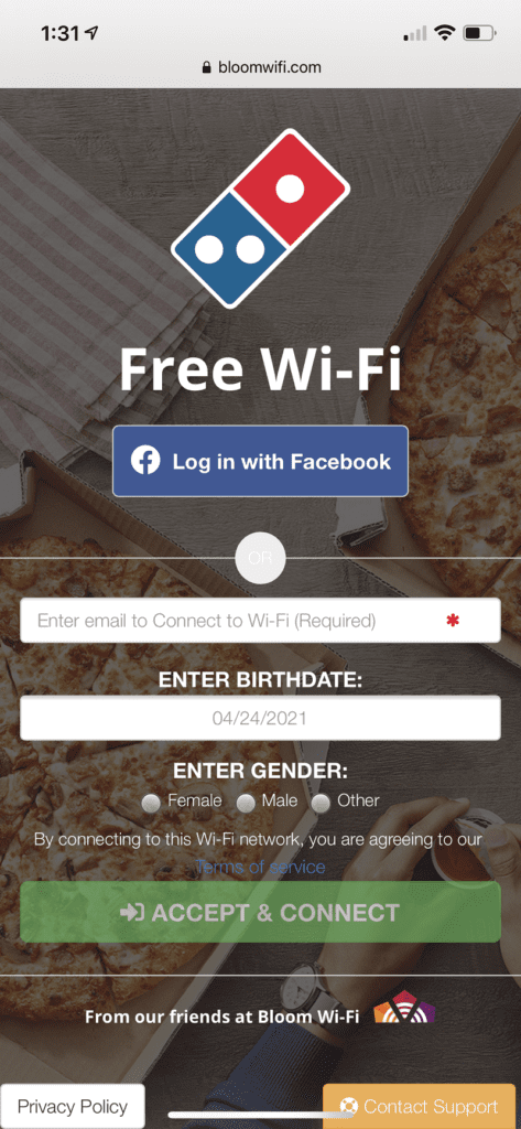captive portal page