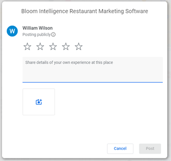 Google rating and review interface