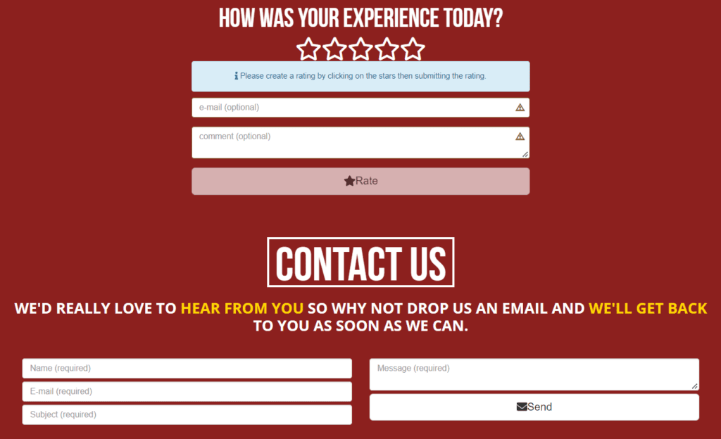 Captive portal example for rating and contacting your restaurant Captive portal example for rating and contacting your restaurant