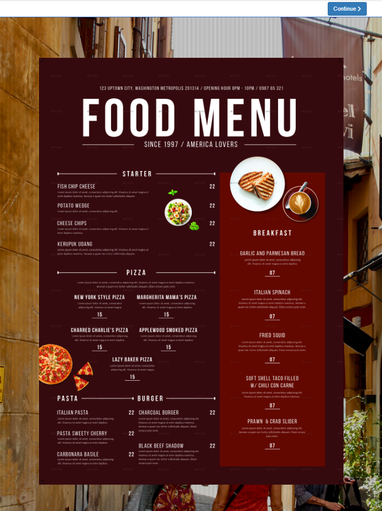 Captive portal menu page Captive portal menu page