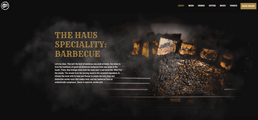 Restaurant Website Example - The Smoke Haus Restaurant Website Example - The Smoke Haus