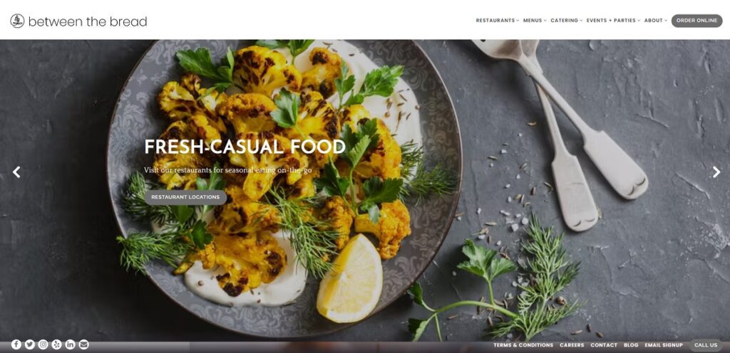 Restaurant Website Example - Between the Bread Restaurant Website Example - Between the Bread