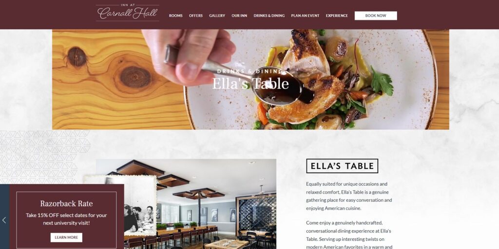 Restaurant Website Example - Ella's Table Restaurant Website Example - Ella's Table