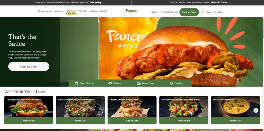 Restaurant Website Example - Panera Bread Restaurant Website Example - Panera Bread