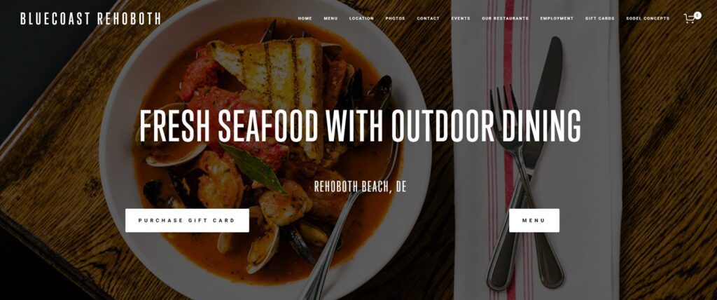 Restaurant Website Example - Bluecoast Rehoboth Restaurant Website Example - Bluecoast Rehoboth