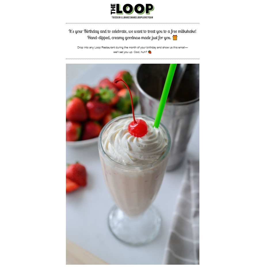 Example of Restaurant marketing automation email